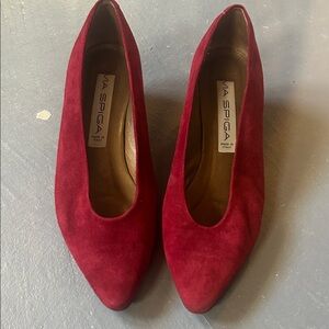 Via Spiga Women's Deep Red Suede Heels